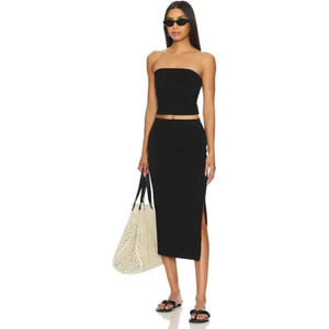 Bobi Los Angeles by Revolve Velvet Ruched Midi Skirt